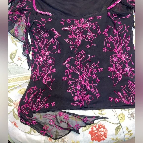 Vintage Andretta Donatello Silk Beaded Sequin Embroidered Top - Picture 8 of 16